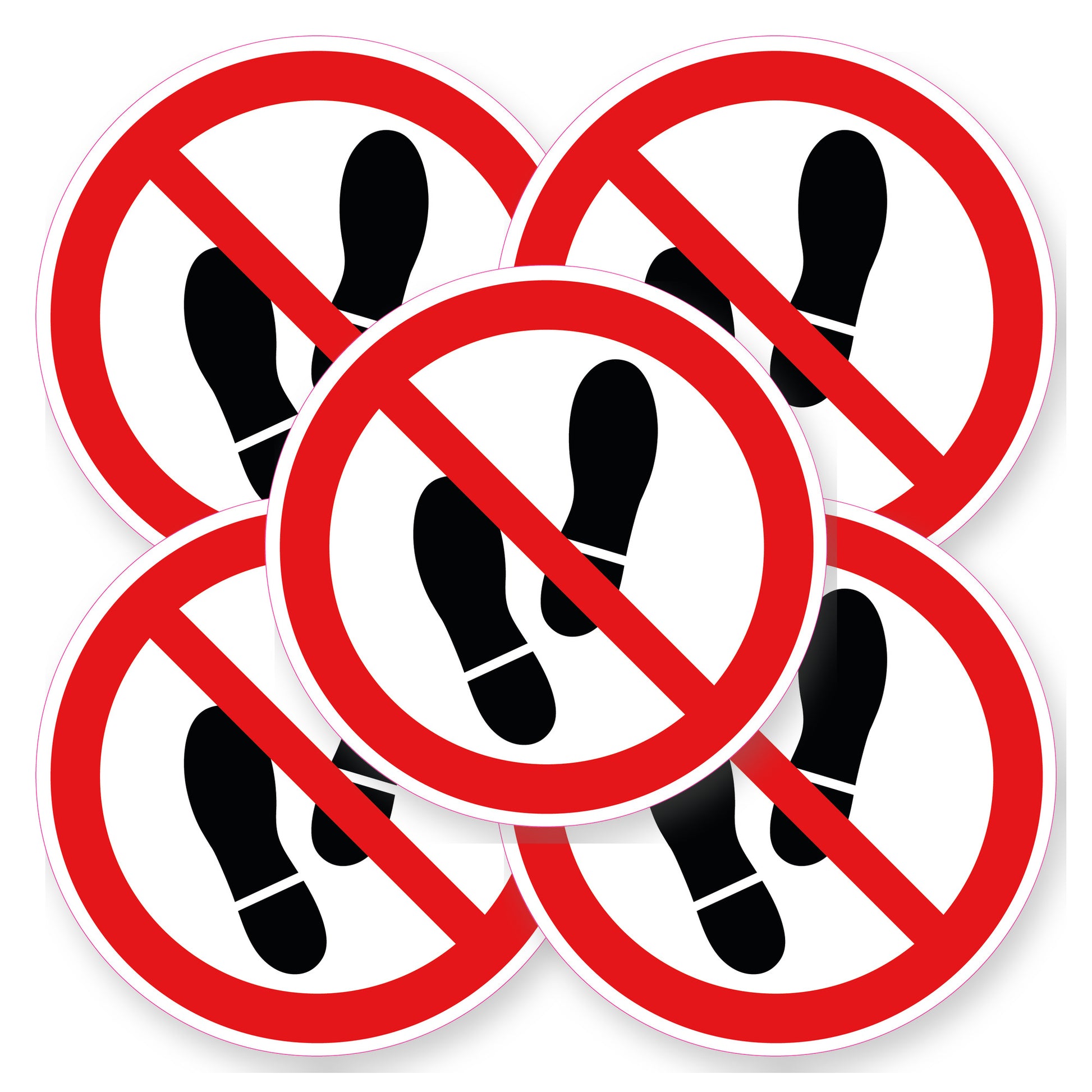 Betreden verboden sticker 20 cm | 5 stuks | Pictogram vinyl - set van 5 stickers