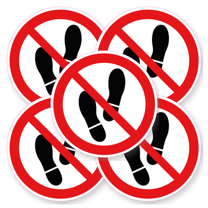 Betreden verboden sticker 20 cm | 5 stuks | Pictogram vinyl - set van 5 stickers