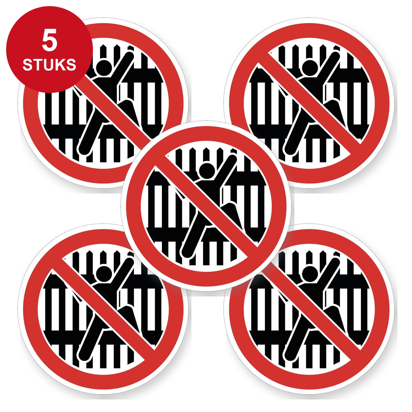 Verboden over het hek te klimmen sticker 20 cm | 5 stuks - 5 stuks