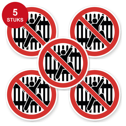 Verboden over het hek te klimmen sticker 20 cm | 5 stuks - 5 stuks