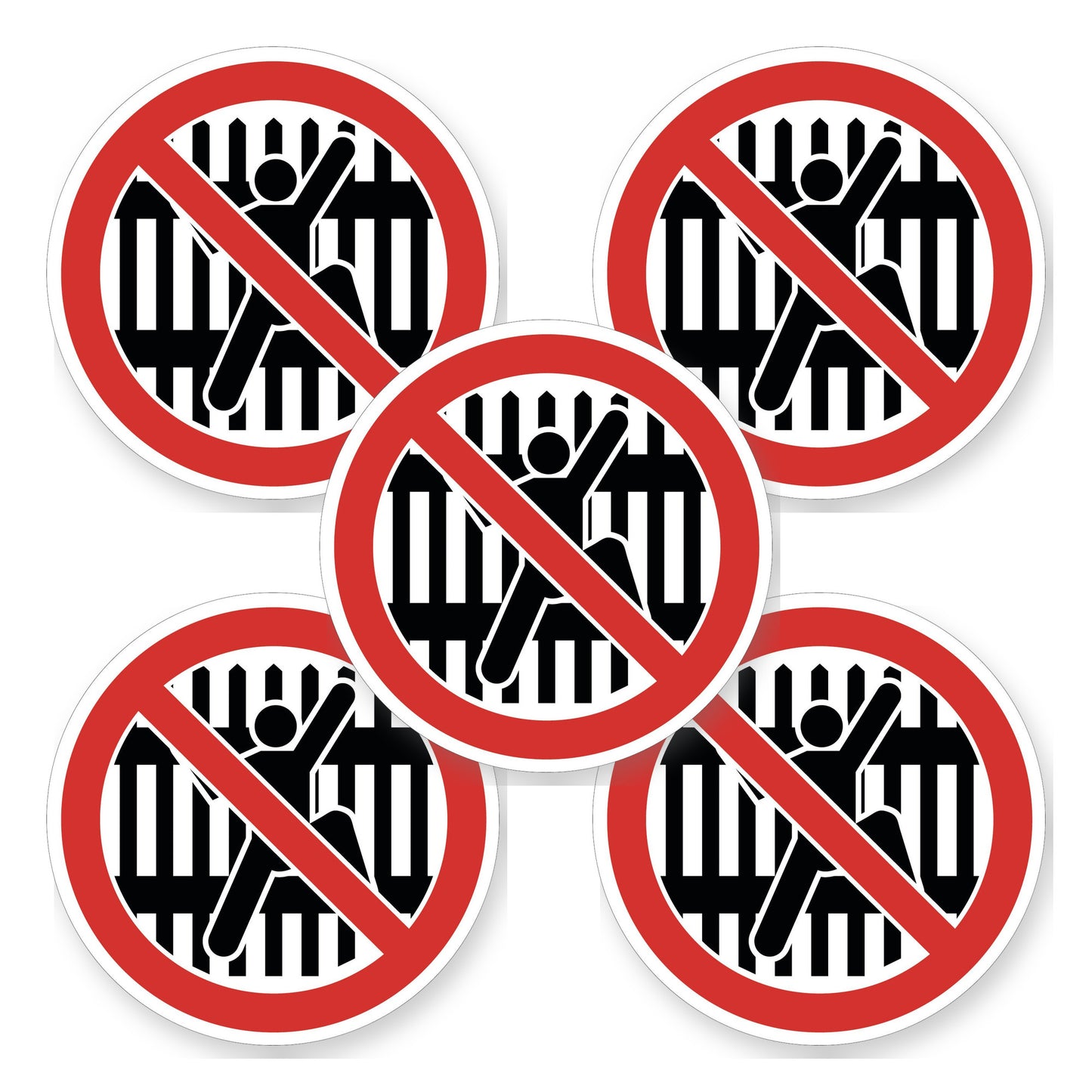 Verboden over het hek te klimmen sticker 20 cm | 5 stuks - set van 5 stickers