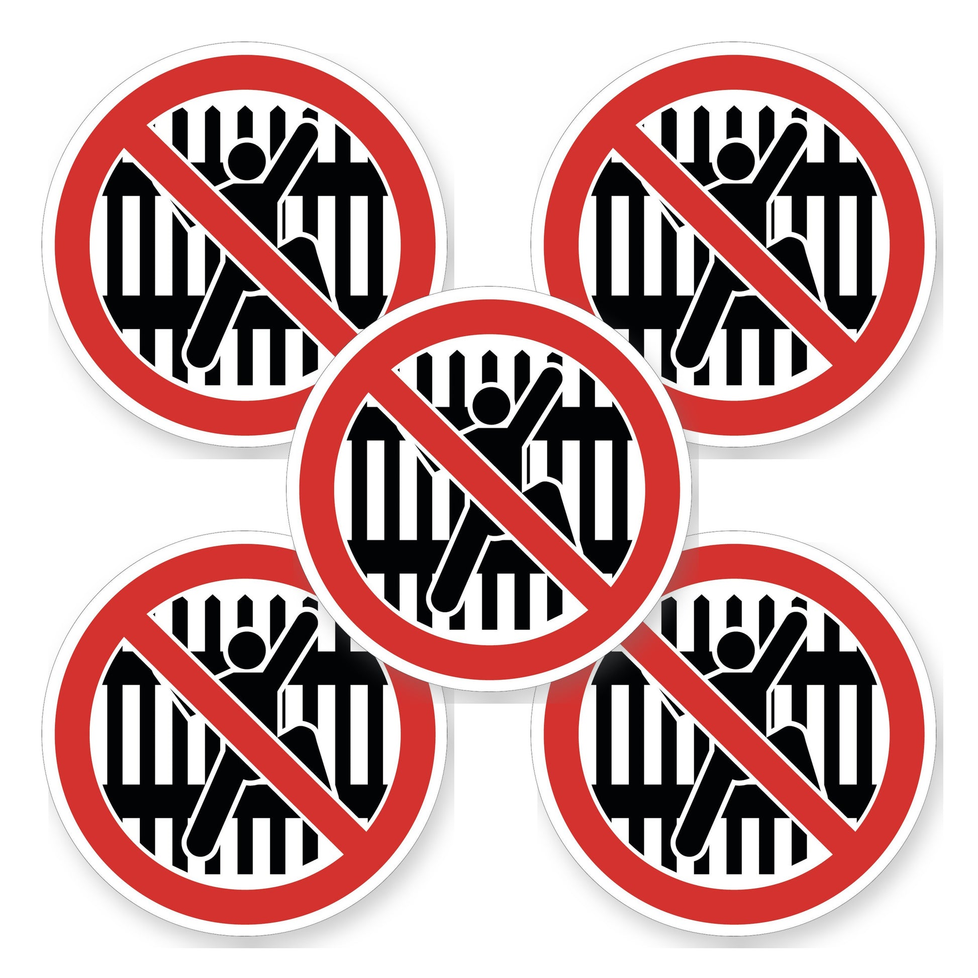 Verboden over het hek te klimmen sticker 20 cm | 5 stuks - set van 5 stickers