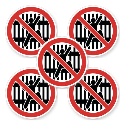 Verboden over het hek te klimmen sticker 20 cm | 5 stuks - set van 5 stickers