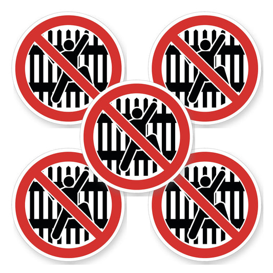 Verboden over het hek te klimmen sticker 20 cm | 5 stuks - set van 5 stickers