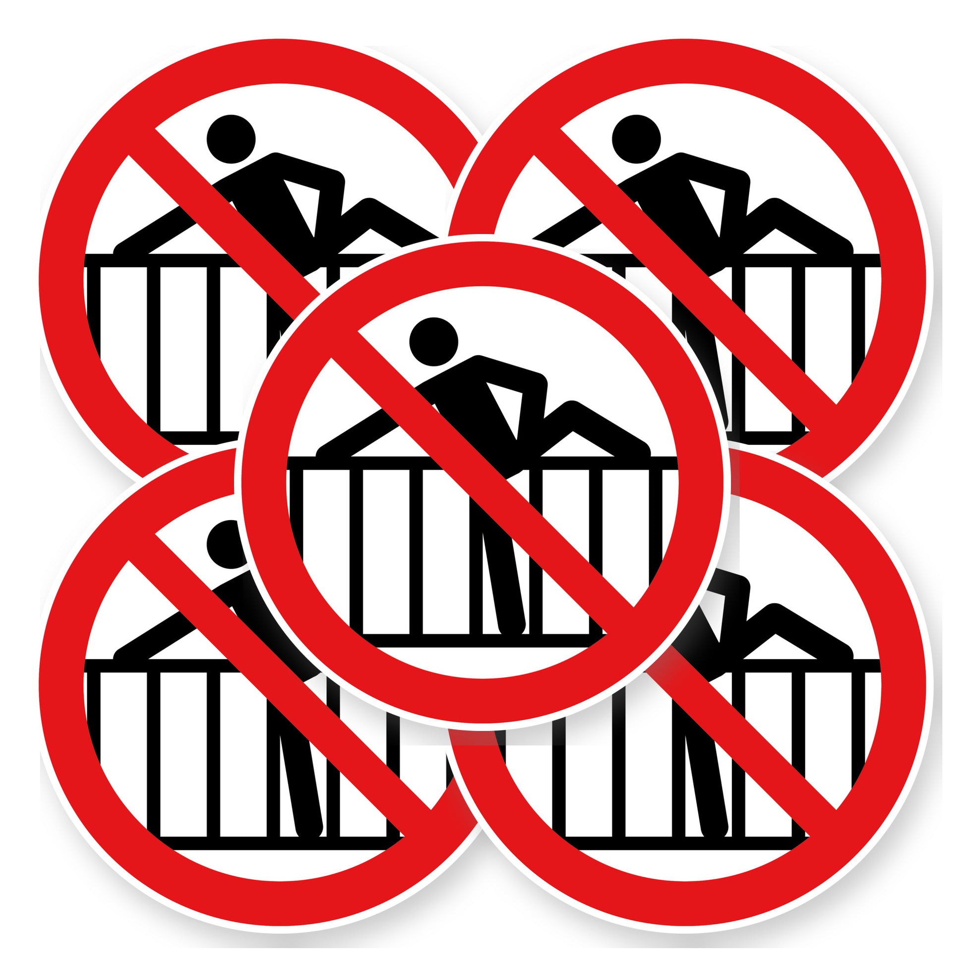 Verboden over het hek te klimmen sticker 20 cm | 5 stuks | Pictogram vinyl - set van 5 stickers