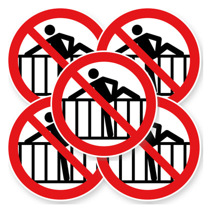 Verboden over het hek te klimmen sticker 20 cm | 5 stuks | Pictogram vinyl - set van 5 stickers