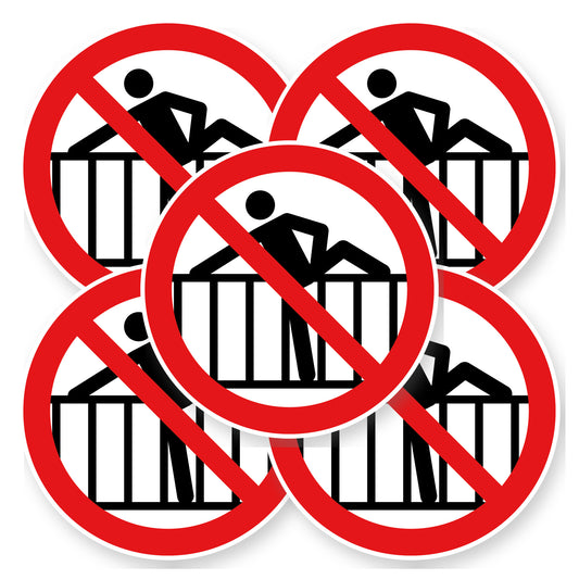 Verboden over het hek te klimmen sticker 20 cm | 5 stuks | Pictogram vinyl - set van 5 stickers