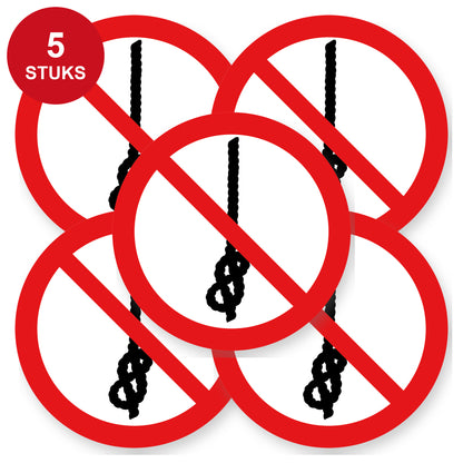 Verboden touw te knopen sticker 20 cm | 5 stuks | Pictogram vinyl - 5 stuks