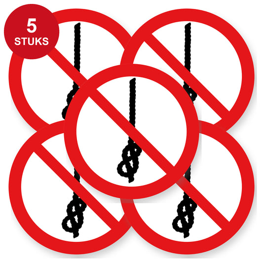Verboden touw te knopen sticker 20 cm | 5 stuks | Pictogram vinyl - 5 stuks