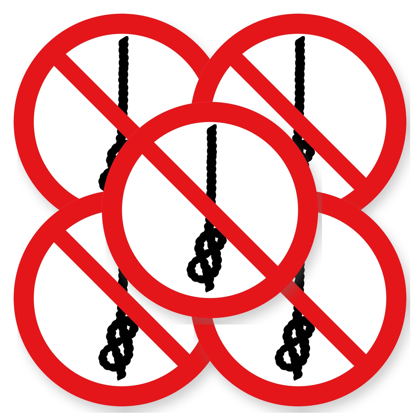 Verboden touw te knopen sticker 20 cm | 5 stuks | Pictogram vinyl - set van 5 stickers