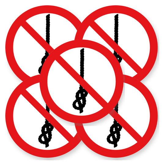 Verboden touw te knopen sticker 20 cm | 5 stuks | Pictogram vinyl - set van 5 stickers