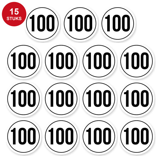 Tempo 100 sticker 5 cm | 15 stuks | Weersbestendig vinyl - 15 stuks
