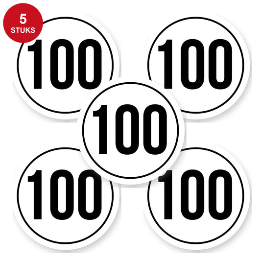 Tempo 100 sticker 15 cm | 5 stuks | Weersbestendig vinyl - 5 stuks