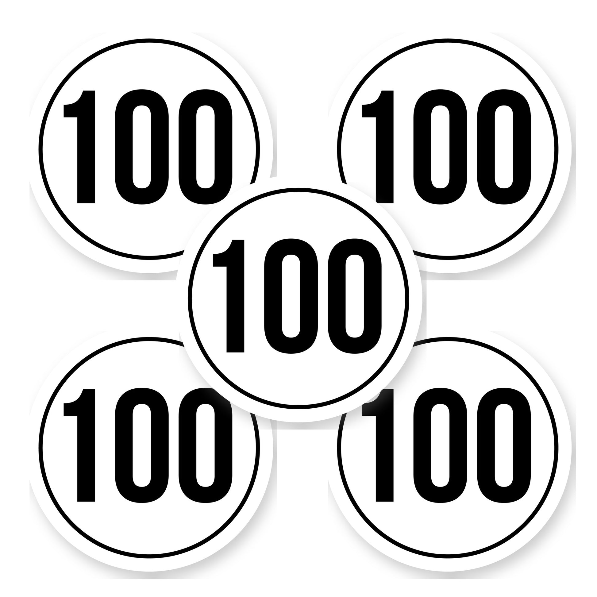 Tempo 100 sticker 15 cm | 5 stuks | Weersbestendig vinyl - set van 5 stickers