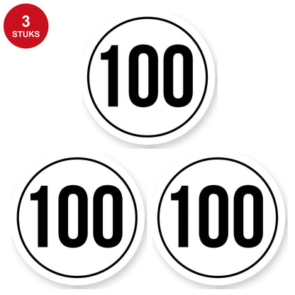 Tempo 100 sticker 25 cm | 3 stuks | Weersbestendig vinyl - 3 stuks