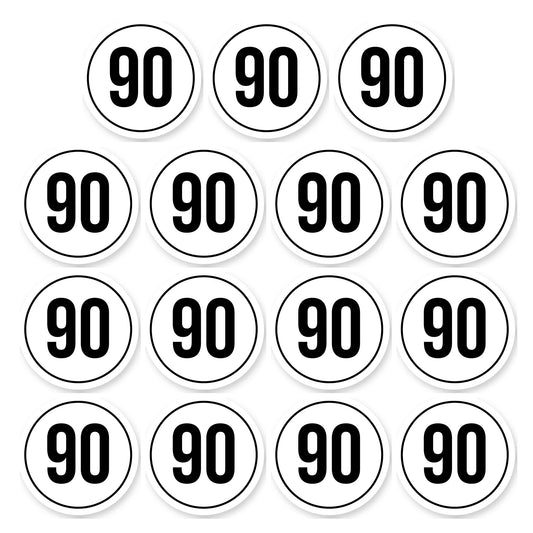 Tempo 90 sticker 5 cm | 15 stuks | Weersbestendig vinyl - set van 15 stickers