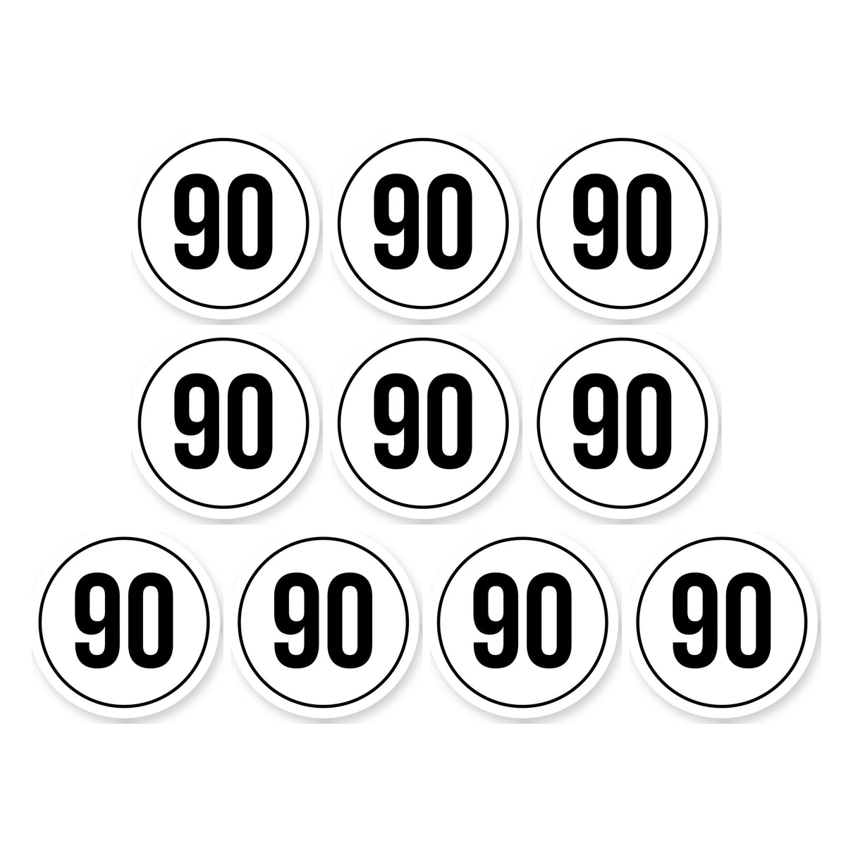 Tempo 90 sticker 10 cm | 10 stuks | Weersbestendig vinyl - set van 10 stickers