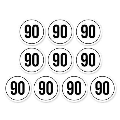 Tempo 90 sticker 10 cm | 10 stuks | Weersbestendig vinyl - set van 10 stickers
