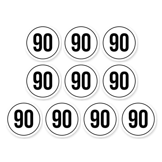Tempo 90 sticker 10 cm | 10 stuks | Weersbestendig vinyl - set van 10 stickers