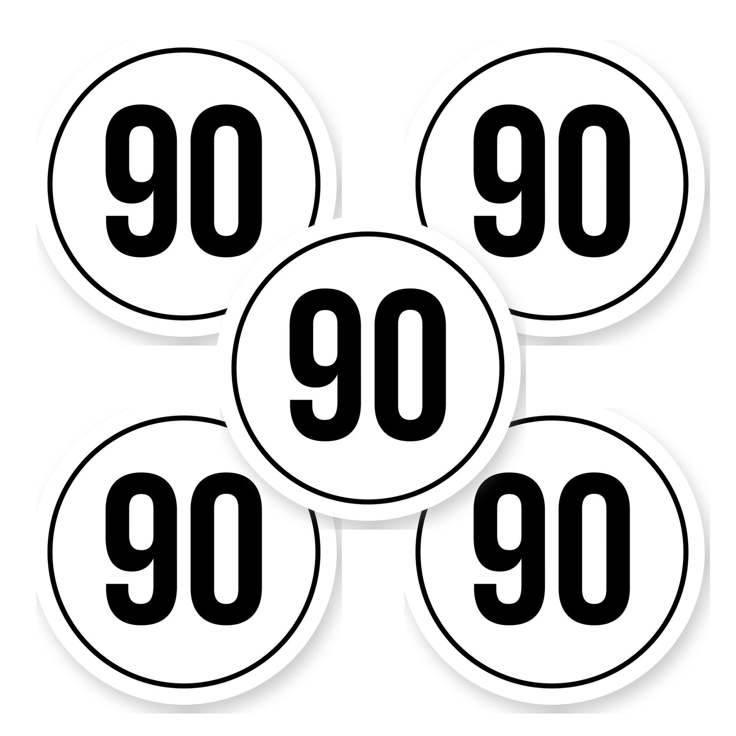 Tempo 90 sticker 15 cm | 5 stuks | Weersbestendig vinyl - set van 5 stickers