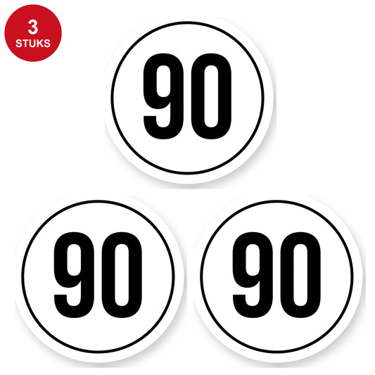 Tempo 90 sticker 30 cm | 3 stuks | Weersbestendig vinyl - 3 stuks