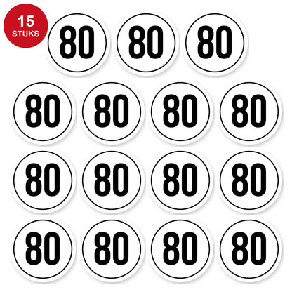 Tempo 80 sticker 5 cm | 15 stuks | Weersbestendig vinyl - 15 stuks