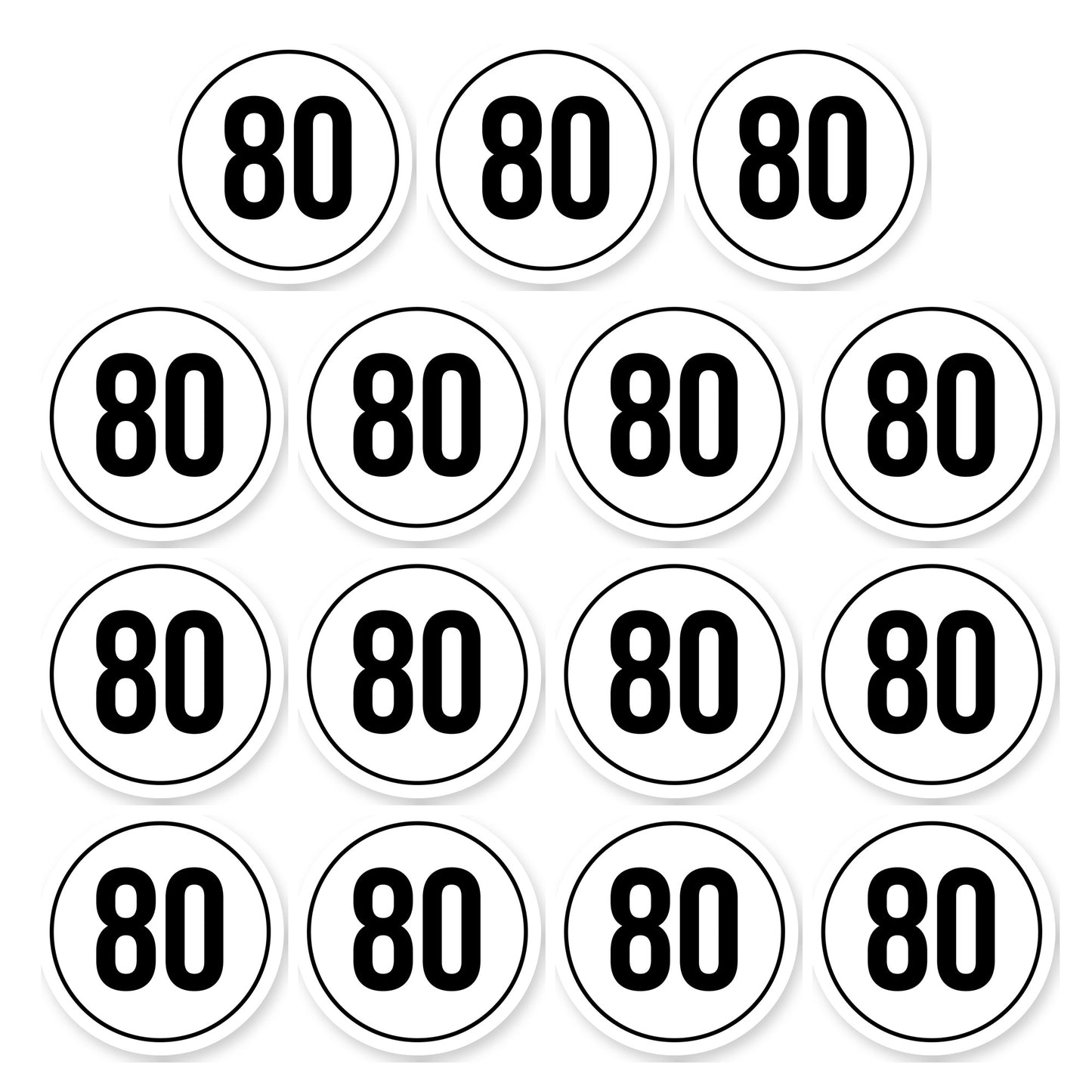 Tempo 80 sticker 5 cm | 15 stuks | Weersbestendig vinyl - set van 15 stickers