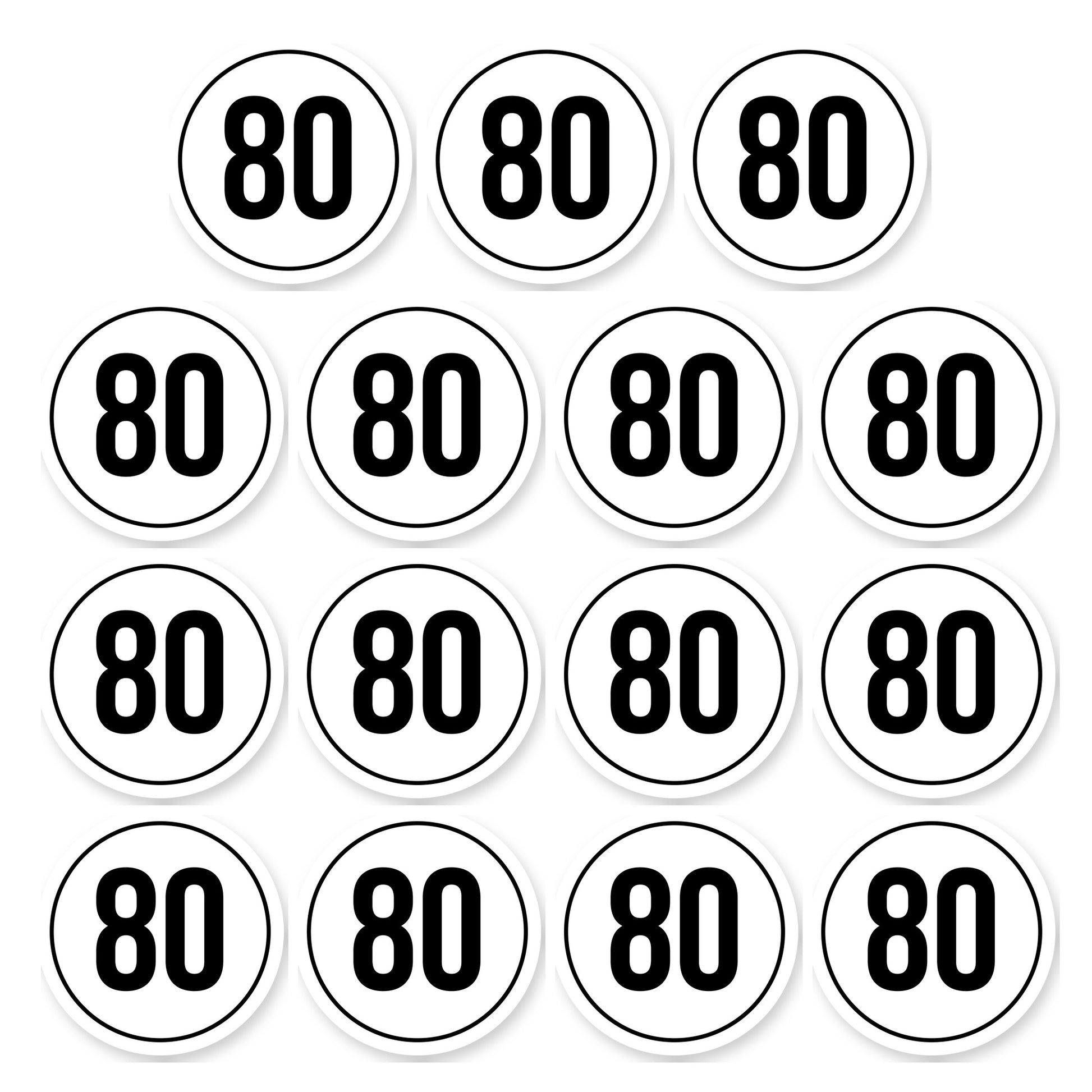 Tempo 80 sticker 5 cm | 15 stuks | Weersbestendig vinyl - set van 15 stickers