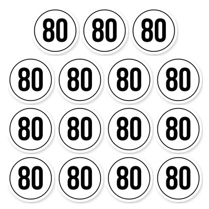 Tempo 80 sticker 5 cm | 15 stuks | Weersbestendig vinyl - set van 15 stickers