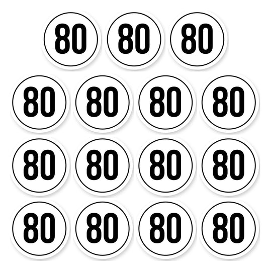 Tempo 80 sticker 5 cm | 15 stuks | Weersbestendig vinyl - set van 15 stickers