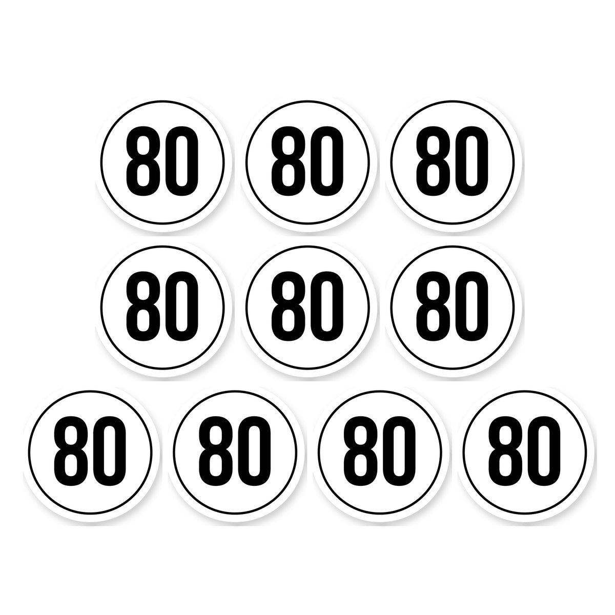 Tempo 80 sticker 10 cm | 10 stuks | Weersbestendig vinyl - set van 10 stickers