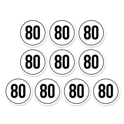 Tempo 80 sticker 10 cm | 10 stuks | Weersbestendig vinyl - set van 10 stickers