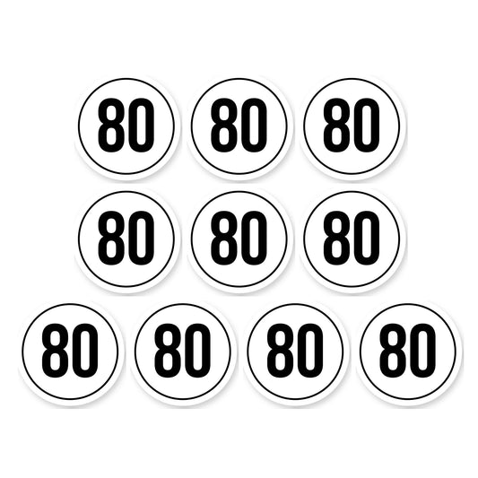 Tempo 80 sticker 10 cm | 10 stuks | Weersbestendig vinyl - set van 10 stickers