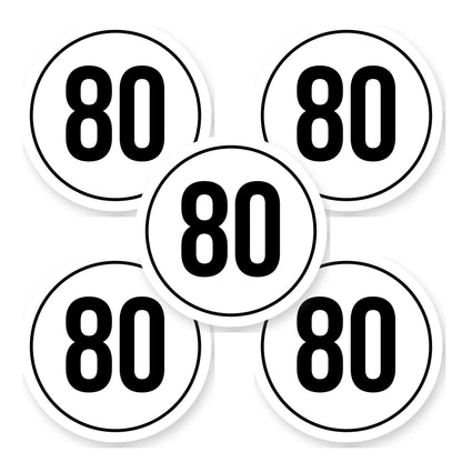 Tempo 80 sticker 15 cm | 5 stuks | Weersbestendig vinyl - set van 5 stickers