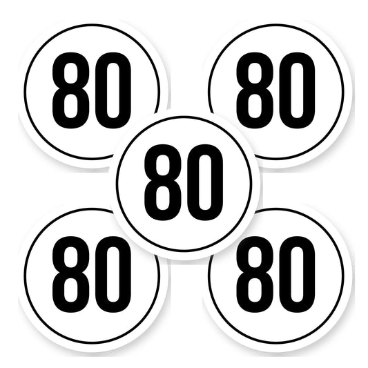 Tempo 80 sticker 15 cm | 5 stuks | Weersbestendig vinyl - set van 5 stickers