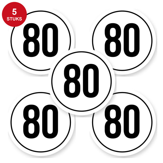 Tempo 80 sticker 20 cm | 5 stuks | Weersbestendig vinyl - 5 stuks