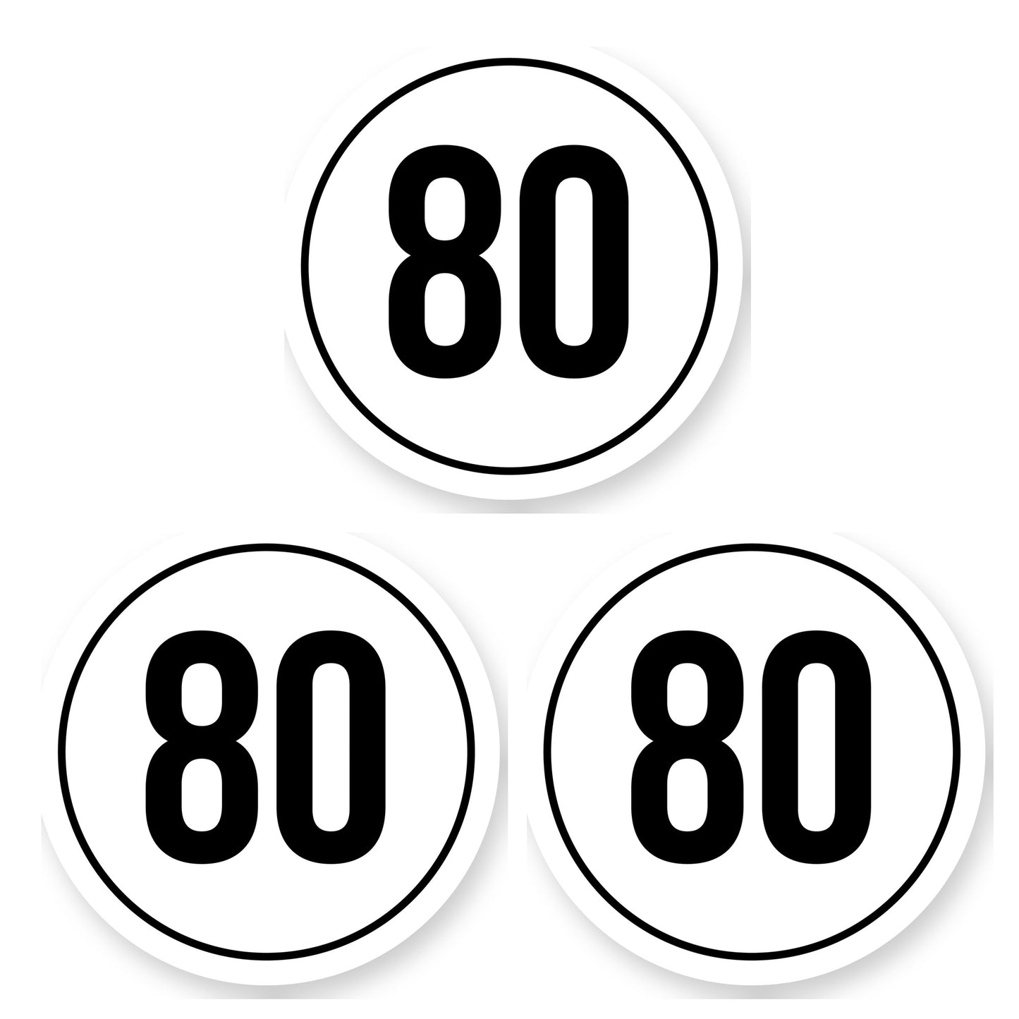 Tempo 80 sticker 25 cm | 3 stuks | Weersbestendig vinyl - set van 3 stickers
