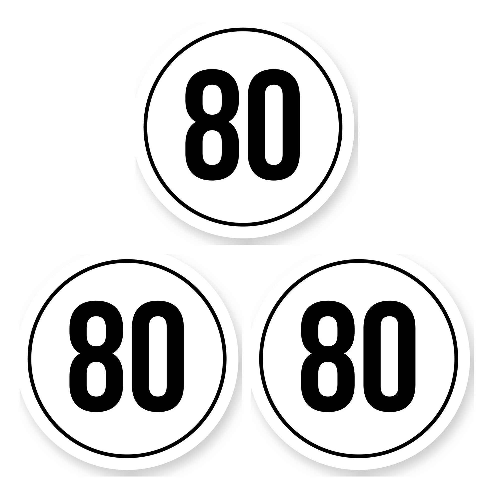 Tempo 80 sticker 25 cm | 3 stuks | Weersbestendig vinyl - set van 3 stickers