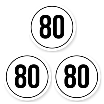Tempo 80 sticker 25 cm | 3 stuks | Weersbestendig vinyl - set van 3 stickers