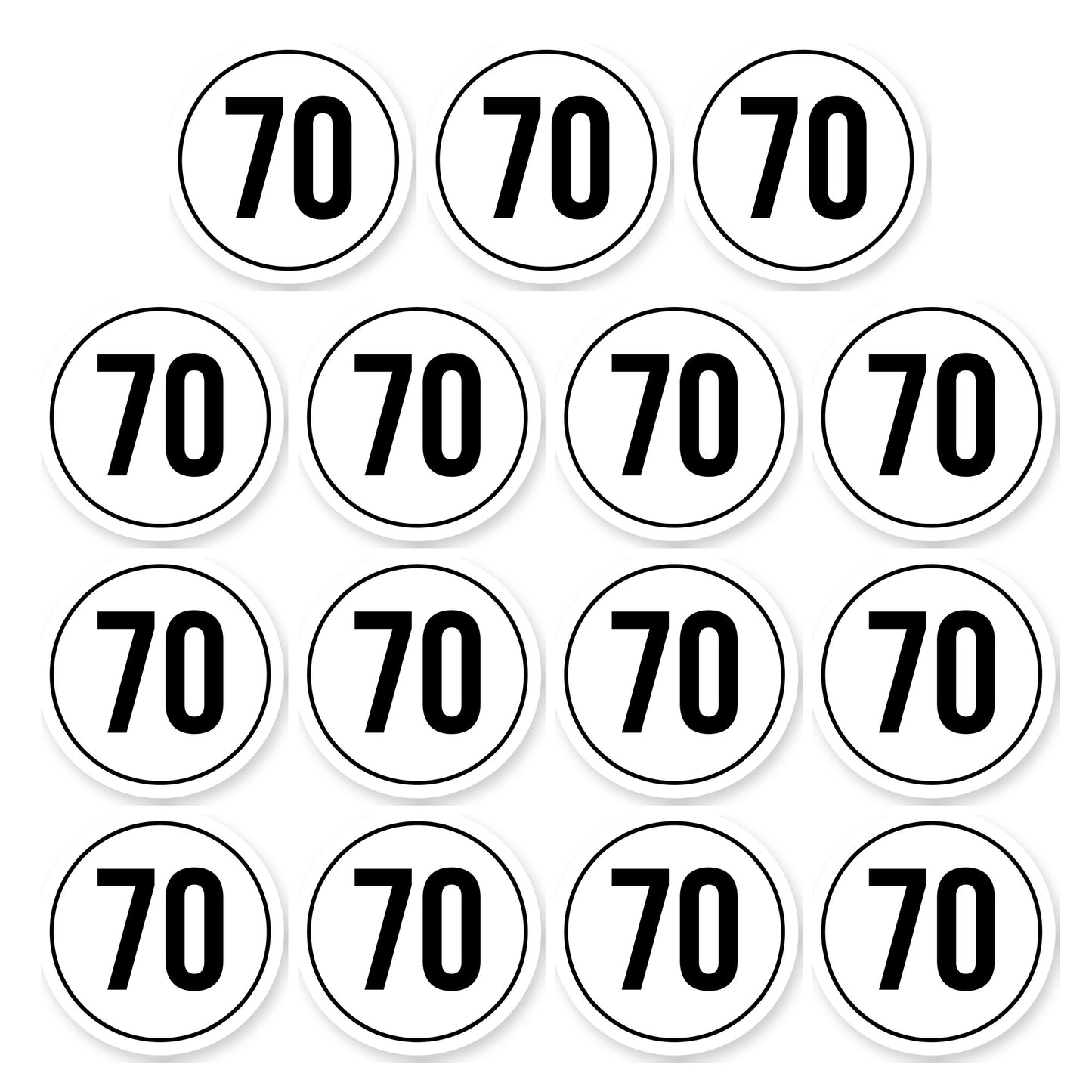 Tempo 70 sticker 5 cm | 15 stuks | Weersbestendig vinyl - set van 15 stickers