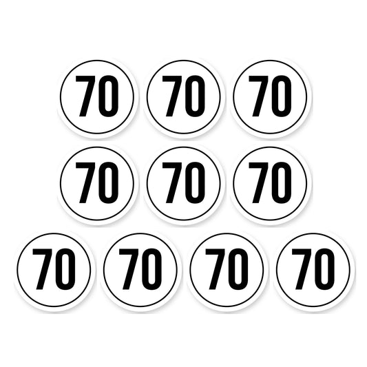 Tempo 70 sticker 10 cm | 10 stuks | Weersbestendig vinyl - set van 10 stickers