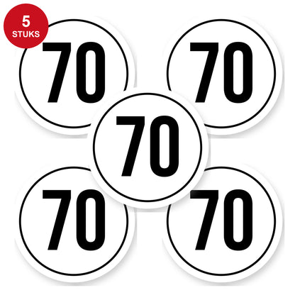 Tempo 70 sticker 20 cm | 5 stuks | Weersbestendig vinyl - 5 stuks
