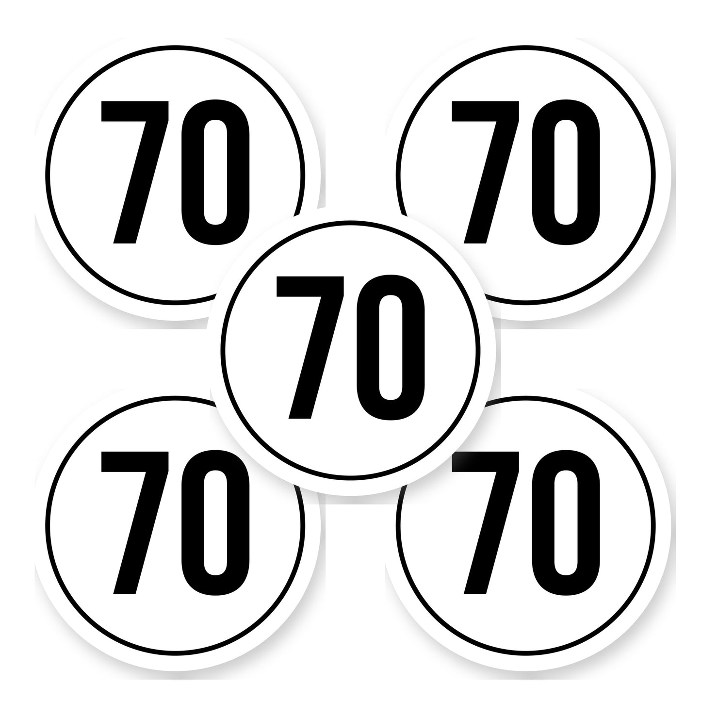 Tempo 70 sticker 20 cm | 5 stuks | Weersbestendig vinyl - set van 5 stickers