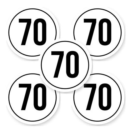 Tempo 70 sticker 20 cm | 5 stuks | Weersbestendig vinyl - set van 5 stickers
