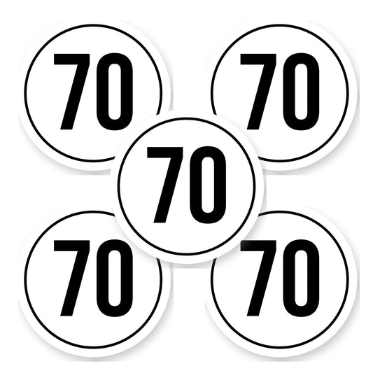 Tempo 70 sticker 20 cm | 5 stuks | Weersbestendig vinyl - set van 5 stickers