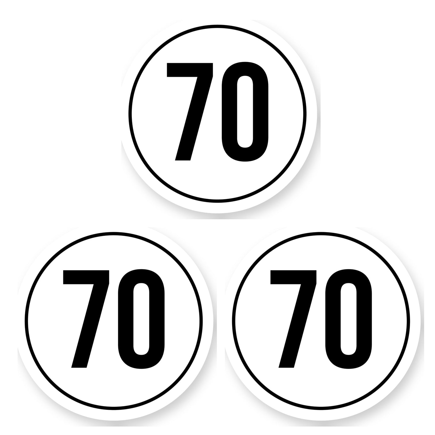 Tempo 70 sticker 30 cm | 3 stuks | Weersbestendig vinyl - set van 3 stickers