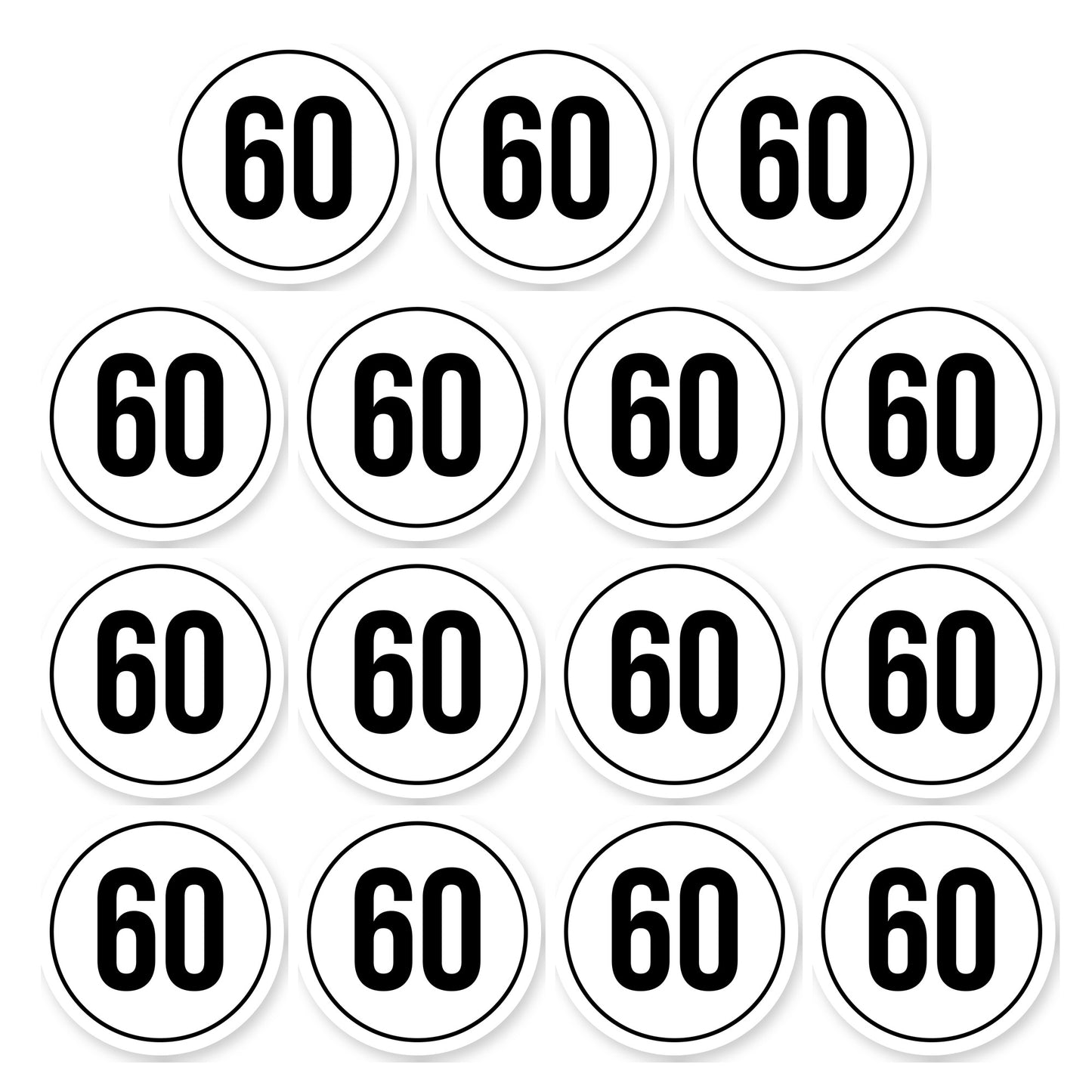 Tempo 60 sticker 5 cm | 15 stuks | Weersbestendig vinyl - set van 15 stickers