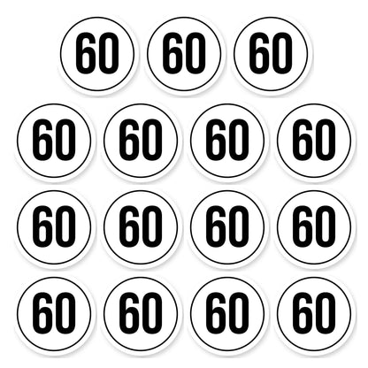 Tempo 60 sticker 5 cm | 15 stuks | Weersbestendig vinyl - set van 15 stickers