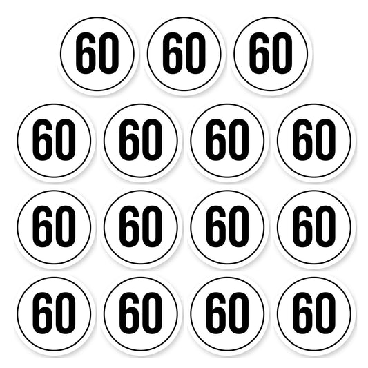 Tempo 60 sticker 5 cm | 15 stuks | Weersbestendig vinyl - set van 15 stickers