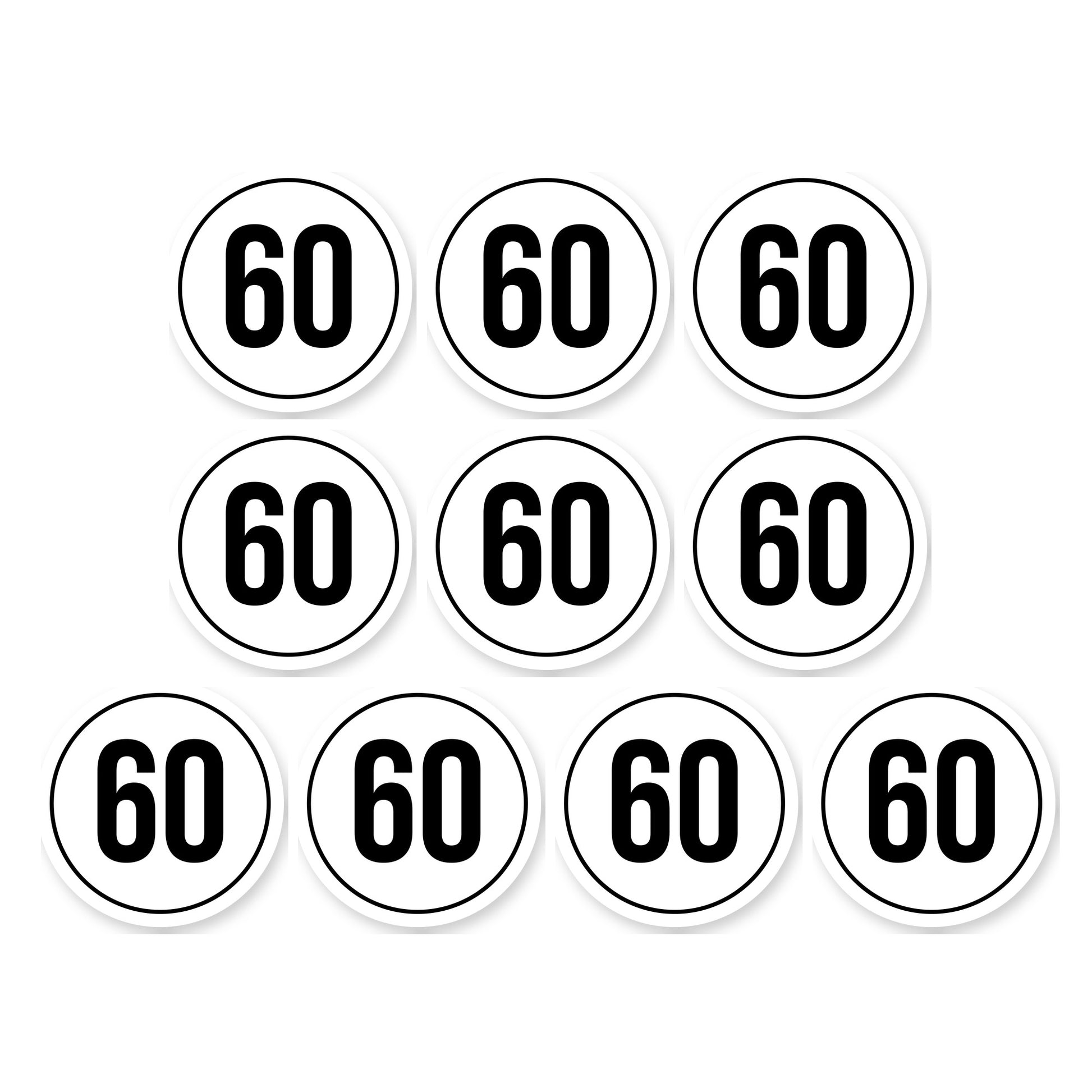 Tempo 60 sticker 10 cm | 10 stuks | Weersbestendig vinyl - set van 10 stickers